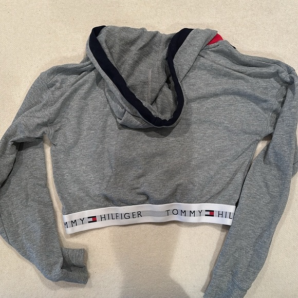 Tommy Hilfiger Gray Cropped Hoodie, Small - Picture 6 of 6